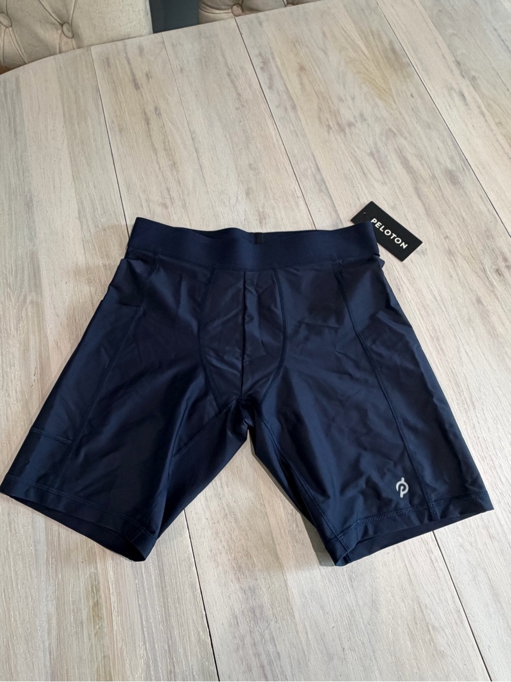 Peloton Navy Performance Cycling Shorts with Logo Print